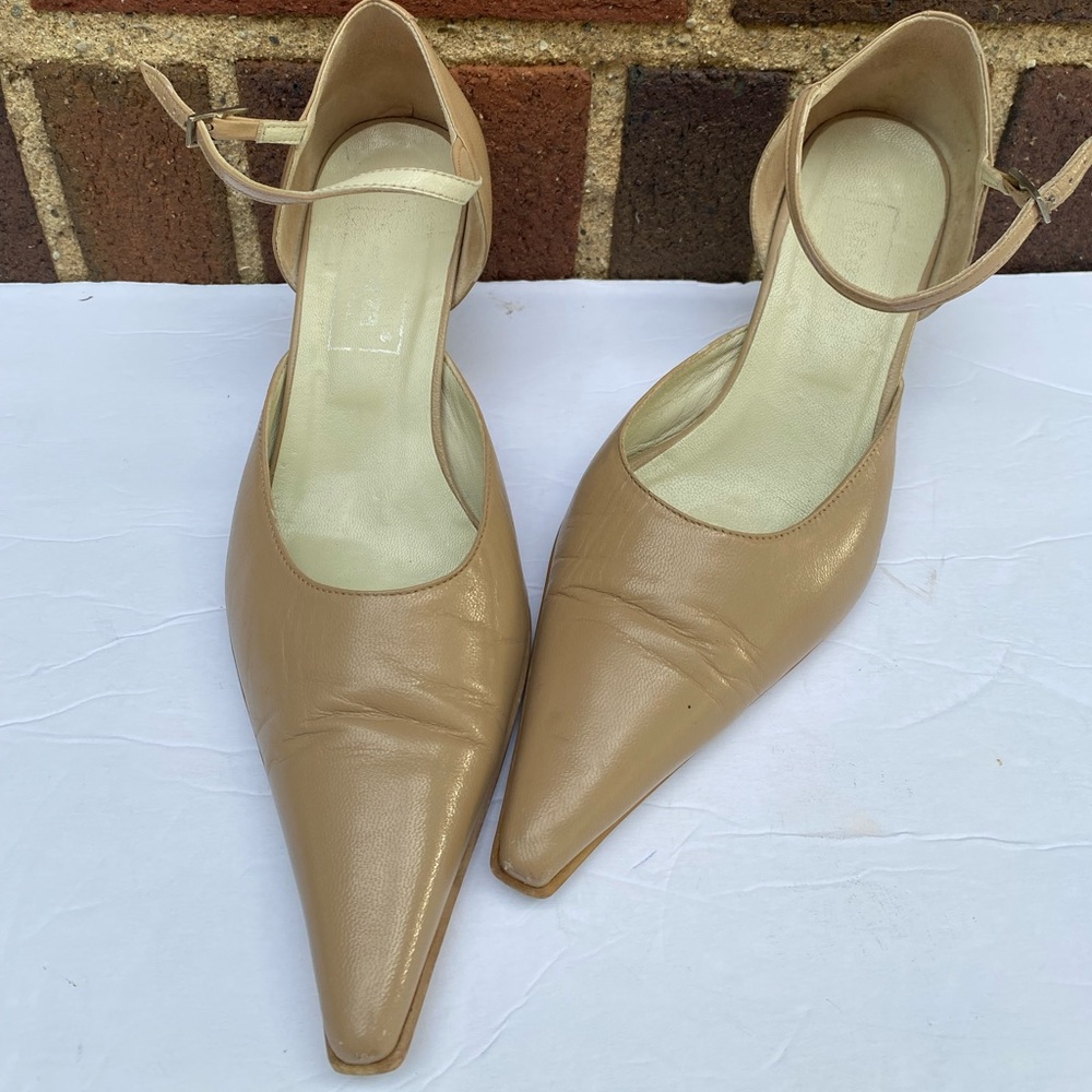 Nude‎ Leather Ankle Straps Pumps Size 7